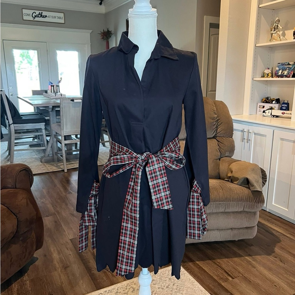 Victoria Dunn Dress with Plaid Accents